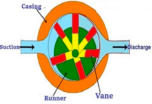 A diagram about the structure of a vane pump